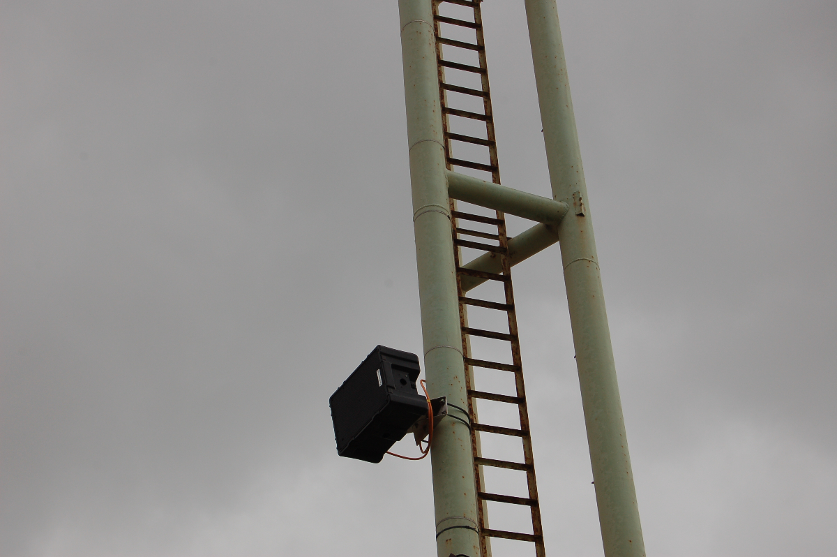 A closeup of a Noho pole-mounted in Stade Francois Coty on the French island of Corsica