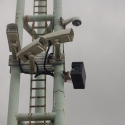 A Noho loudspeaker securely mounted to a pole in Stade Francois Coty