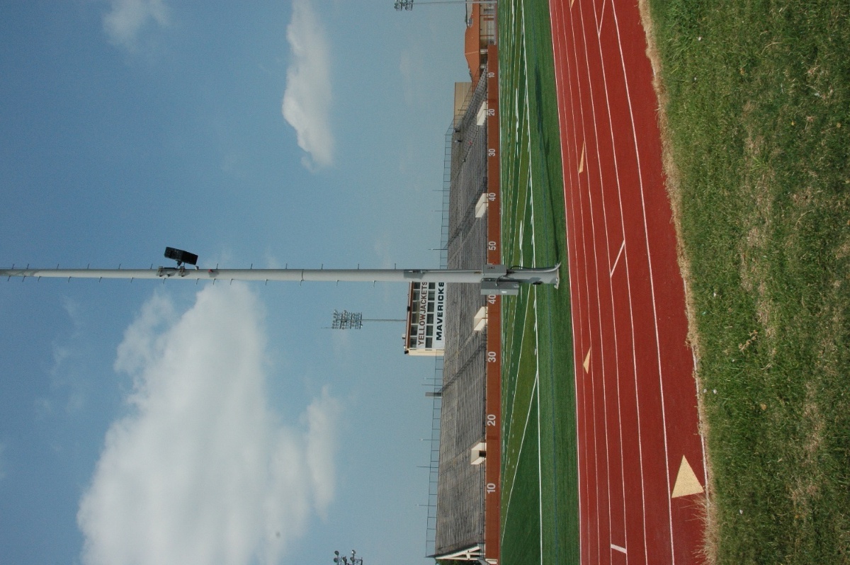 The Yellowjackets Stadium installation also includes Berlins on two lightpoles to maximize coverage across the field and the stands