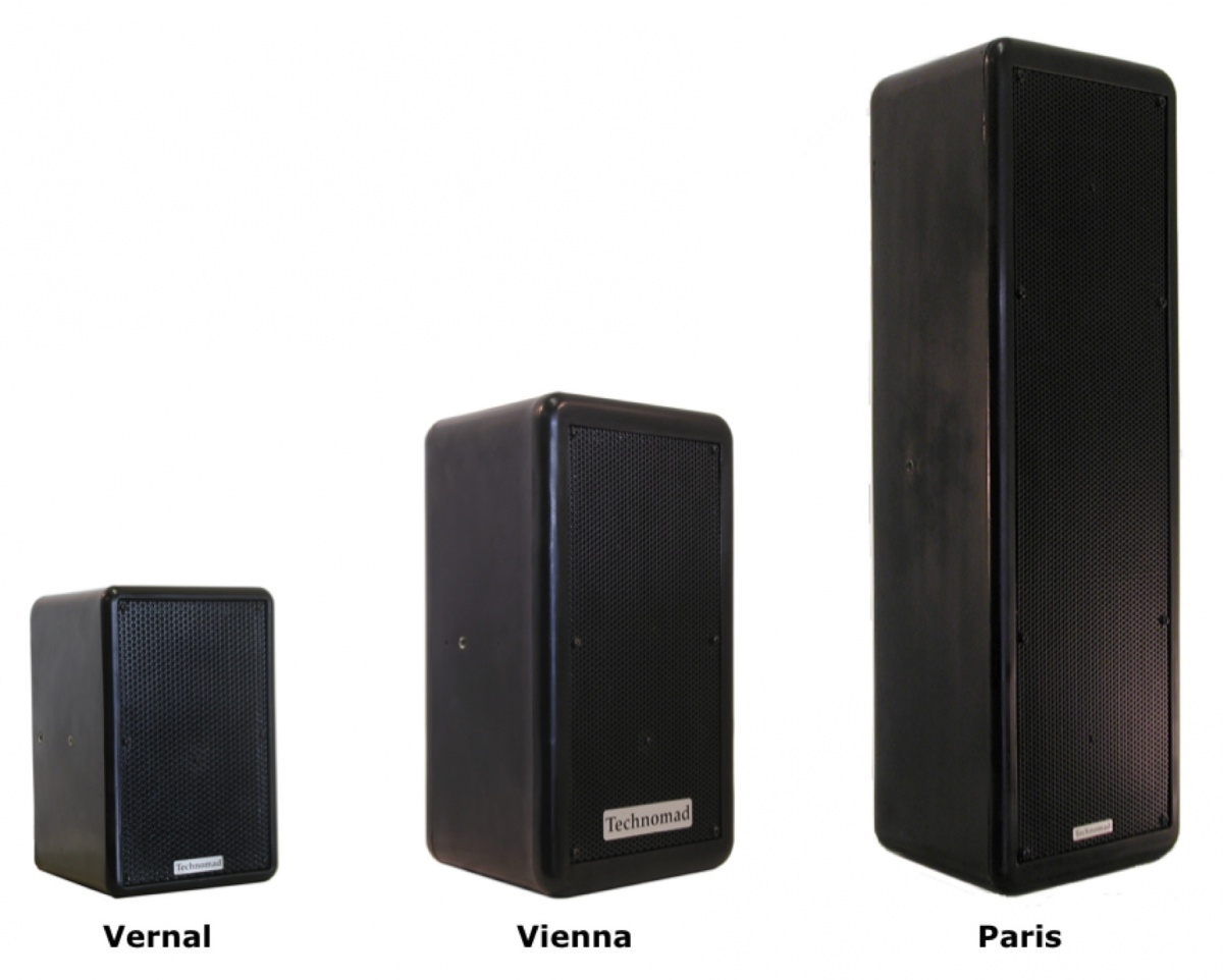 The Vernal and Paris are part of the company\'s MP Series of weatherproof loudspeakers.