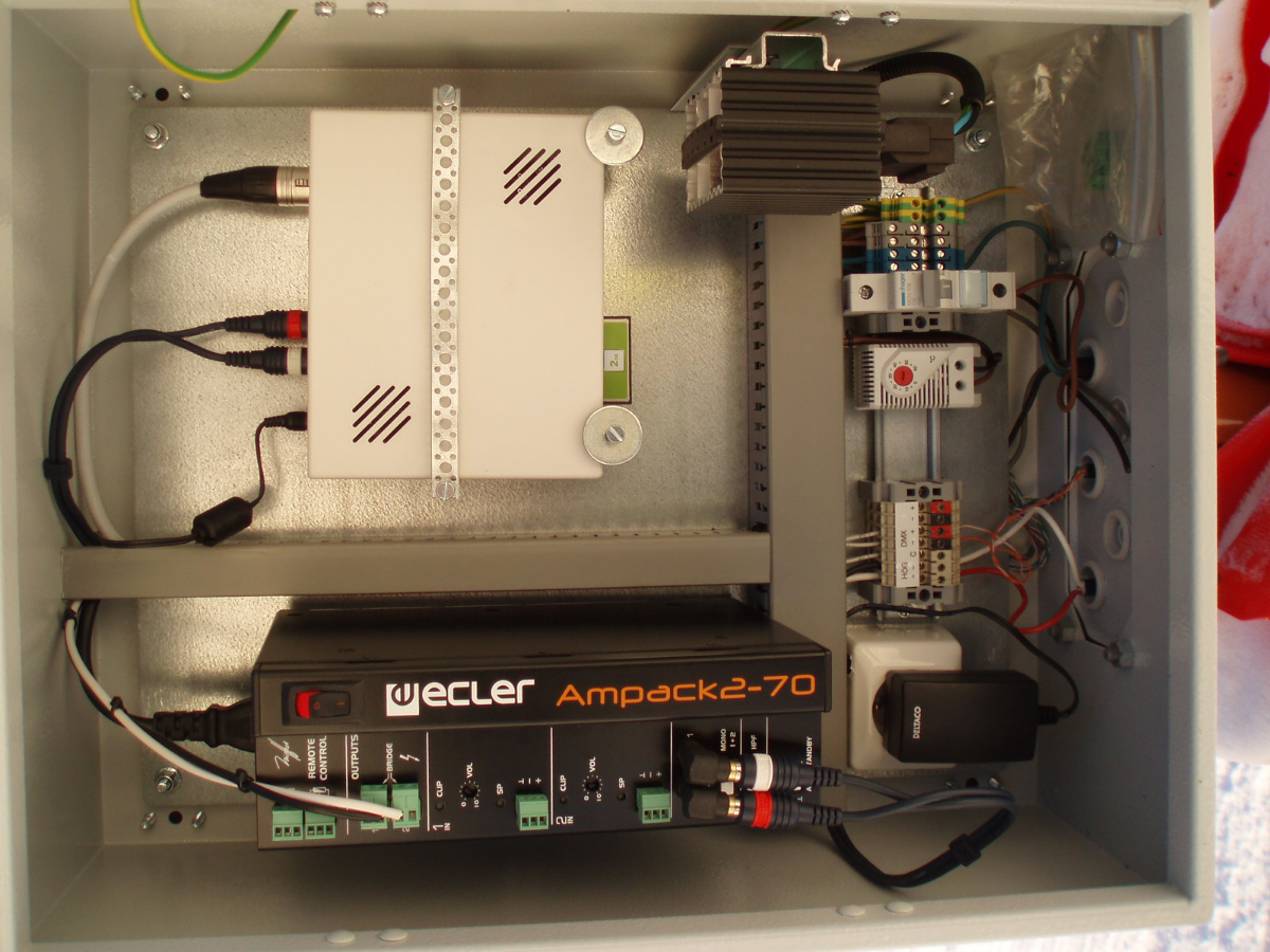 Watt & Volt installed a zoned audio system with protective cases for amplifiers and zoned MP3 players
